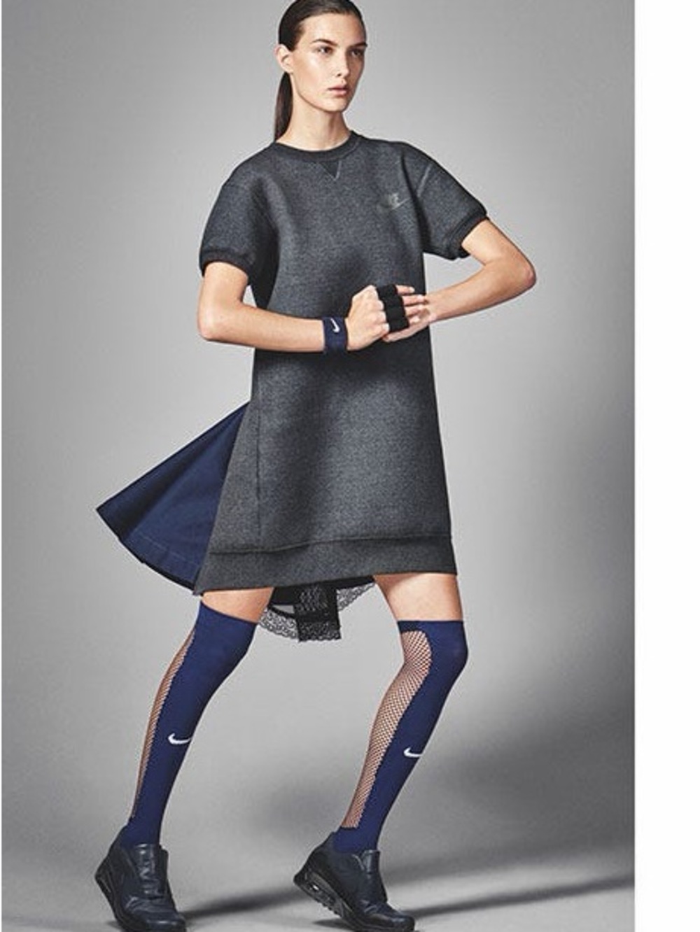 Nike Lab x Sacai Tech Fleece Dress - Medium - Dark Grey/Navy Blue